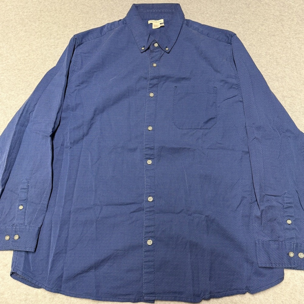 Carbon2Cobalt Shirt Mens XLT Blue Polka Dot Cotton Long Sleeve Button Down